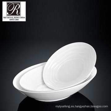 Hotel línea del océano moda elegancia porcelana blanca ronda sopa plato PT-T0593